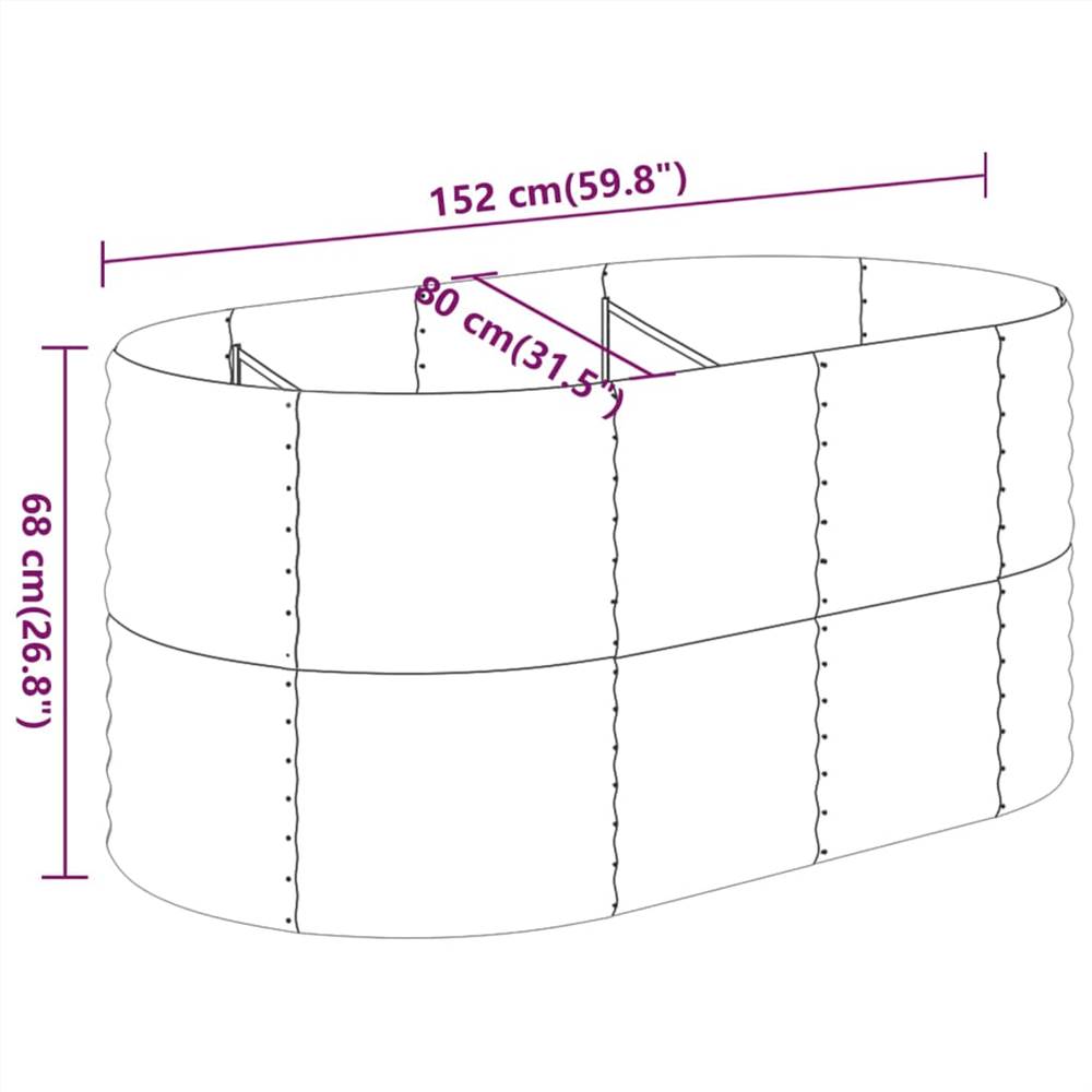 Garden Planter Powder-coated Steel 152x80x68 cm Green