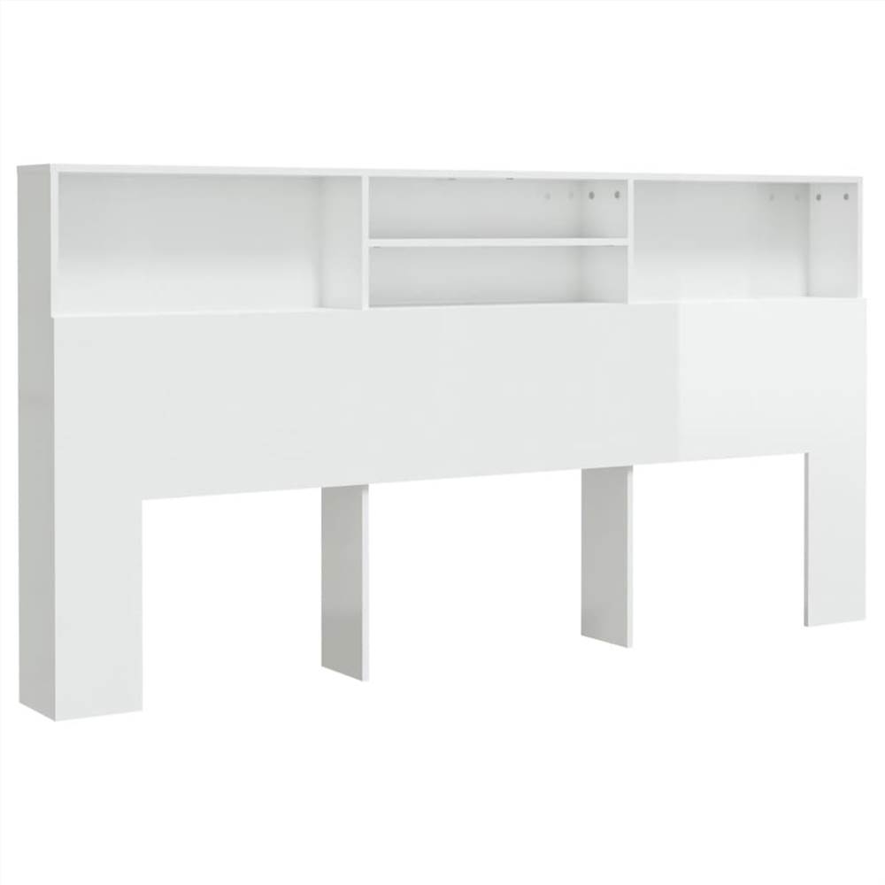 Headboard Cabinet High Gloss White 200x19x103.5 Cm 7 Headboard Cabinet High Gloss White 200x19x103.5 cm