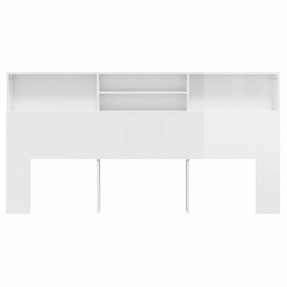 Headboard Cabinet High Gloss White 200x19x103.5 Cm 8 Headboard Cabinet High Gloss White 200x19x103.5 cm