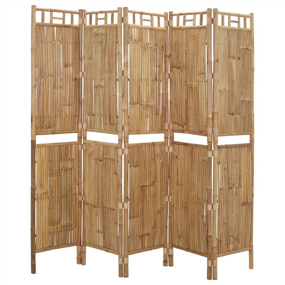 5Panel Room Divider Bamboo 200x180 cm