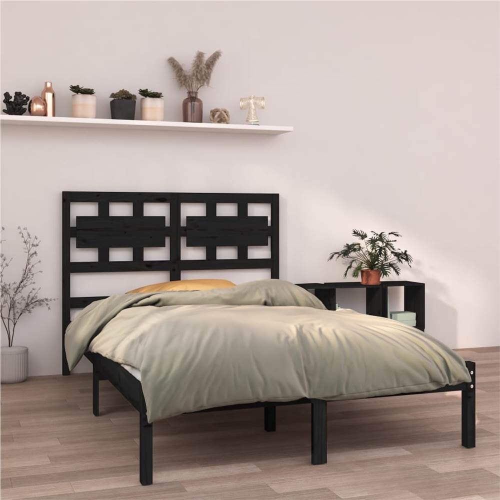 

Bed Frame Black Solid Wood 120x190 cm 4FT Small Double