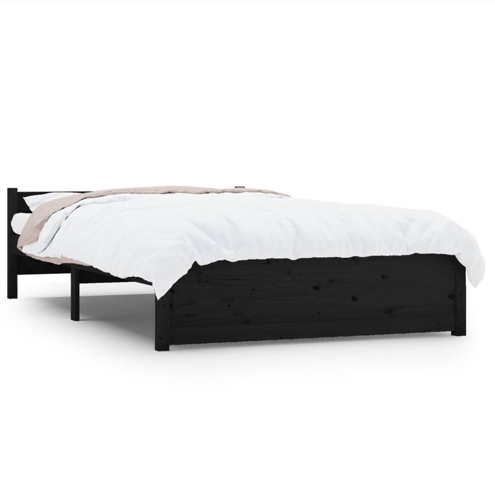 Bed Frame Black Solid Wood 120x200 cm