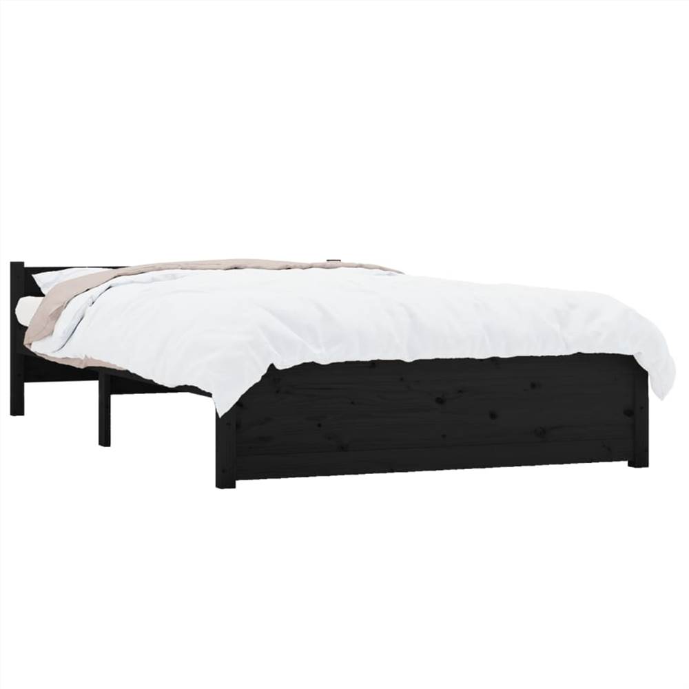 Bed Frame Black Solid Wood 120x200 cm