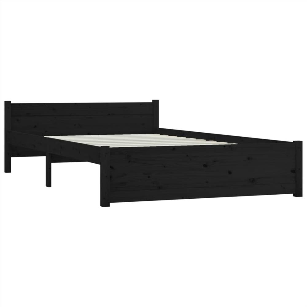 Bed Frame Black Solid Wood 120x200 cm