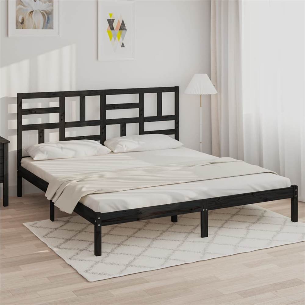 

Bed Frame Black Solid Wood 180x200 cm 6FT Super King