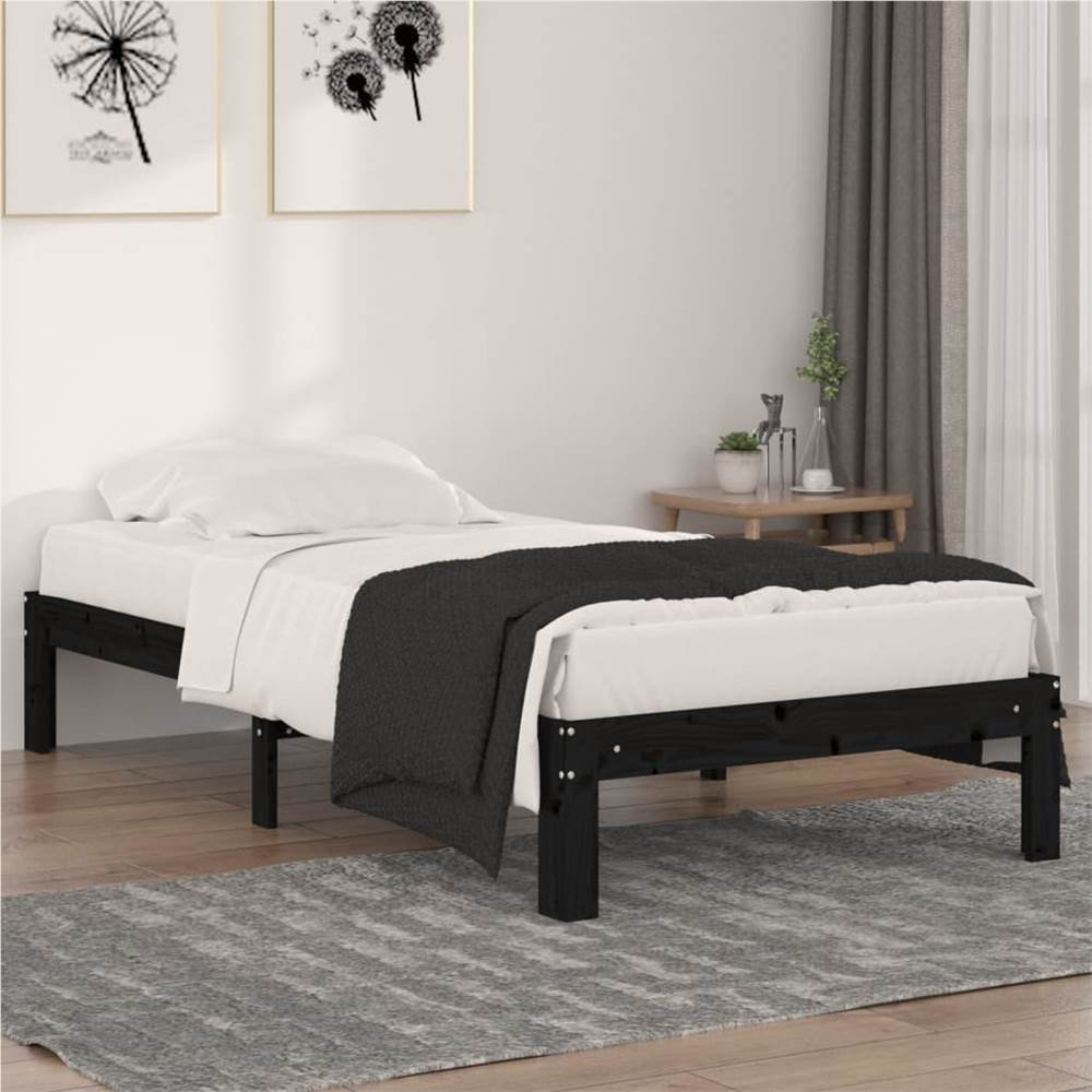 

Bed Frame Black Solid Wood 90x200 cm 3FT Single
