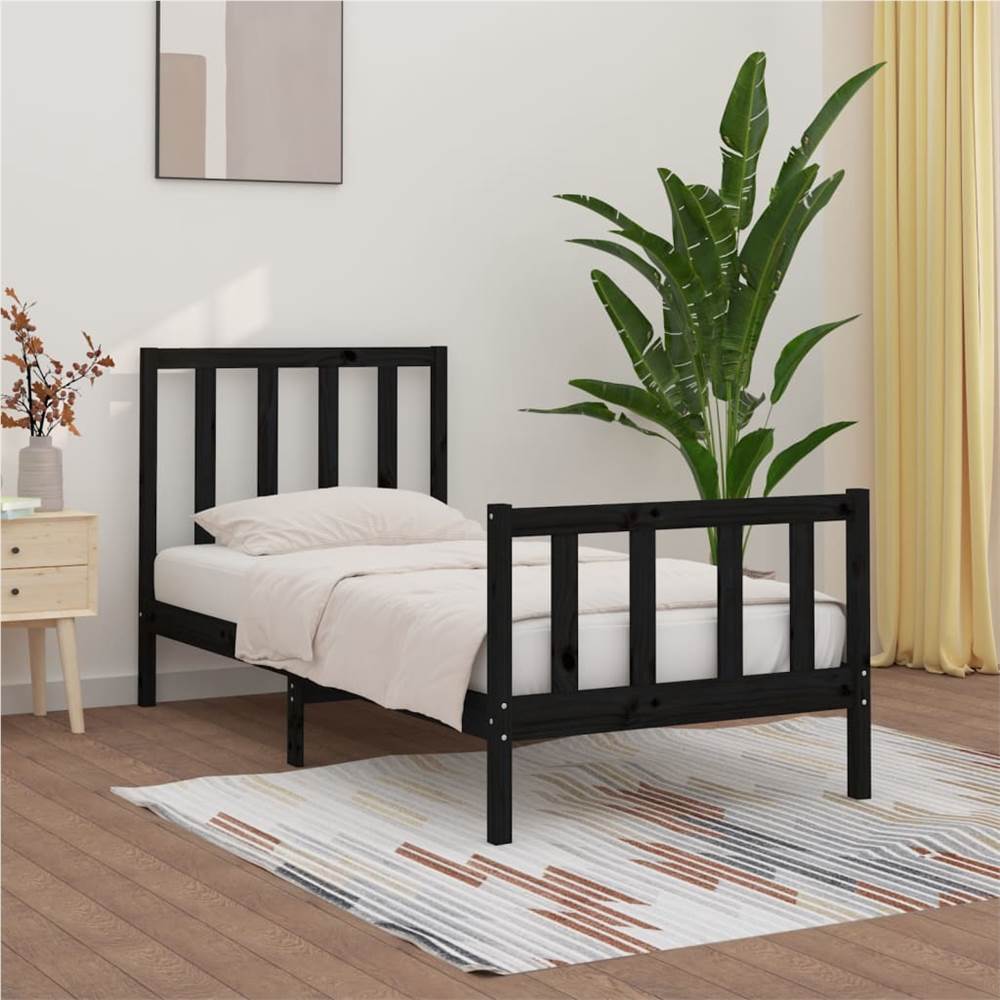 

Bed Frame Black Solid Wood 90x200 cm
