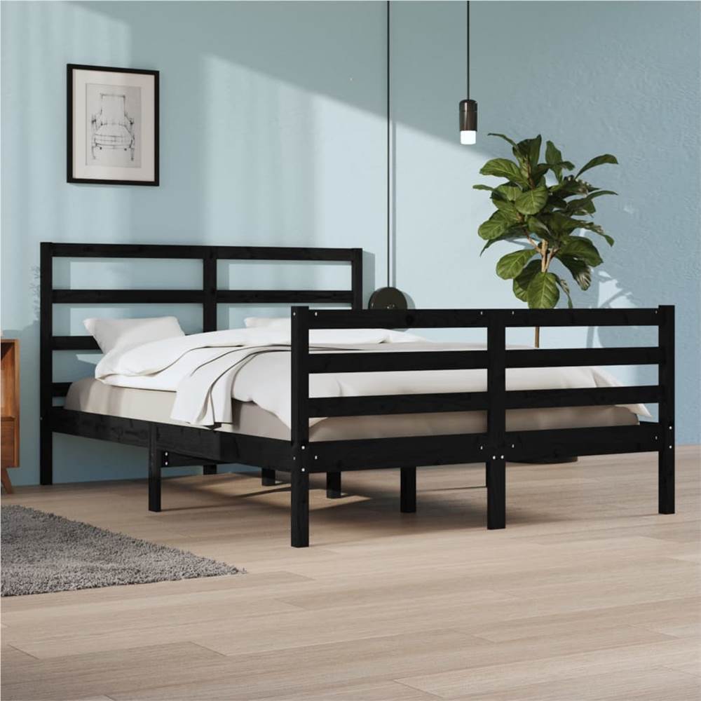 

Bed Frame Black Solid Wood Pine 160x200 cm