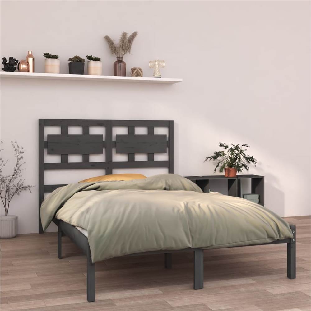 

Bed Frame Grey Solid Wood 135x190 cm 4FT6 Double
