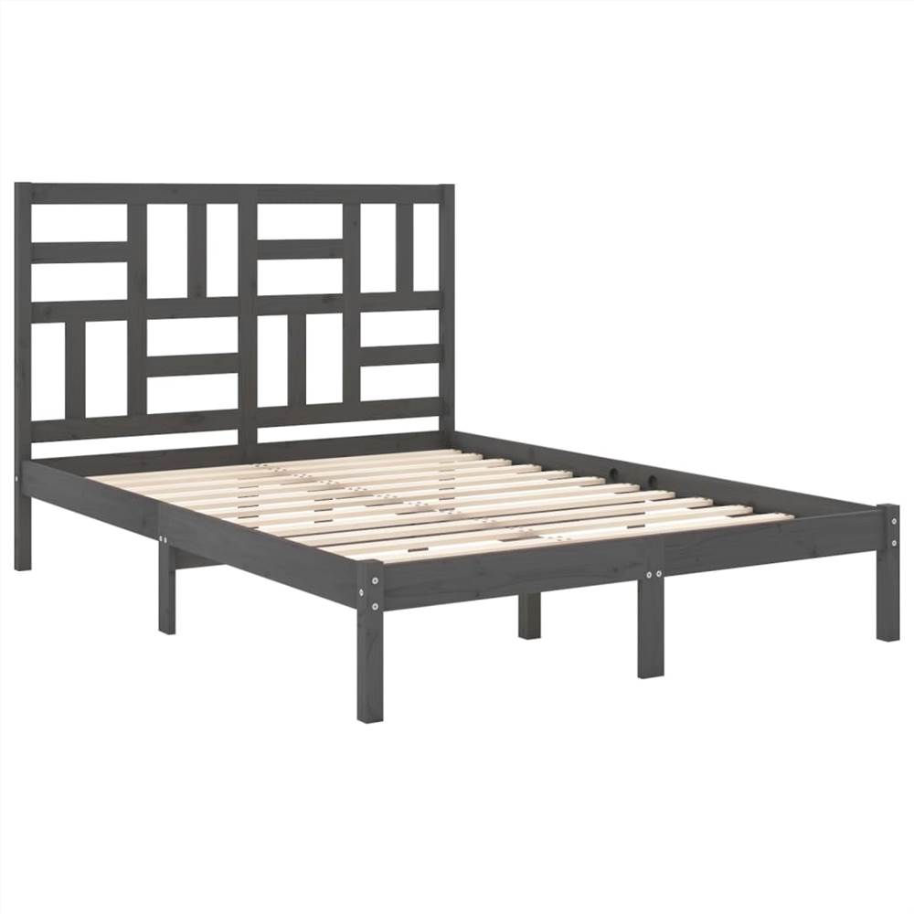 Bed Frame Grey Solid Wood 160x200 cm