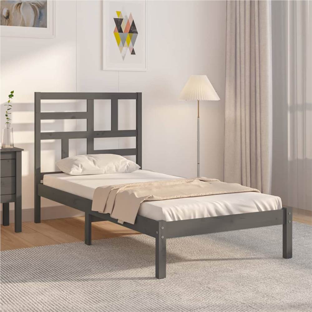 

Bed Frame Grey Solid Wood 90x200 cm