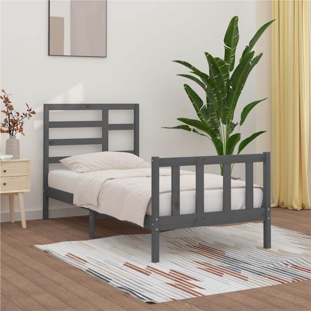 

Bed Frame Grey Solid Wood Pine 100x200 cm