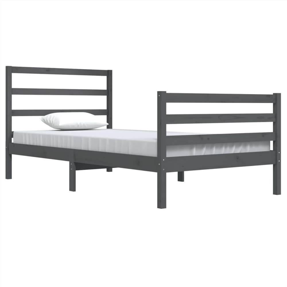 Bed Frame Grey Solid Wood Pine 100x200 Cm 8 Bed Frame Grey Solid Wood Pine 100x200 cm