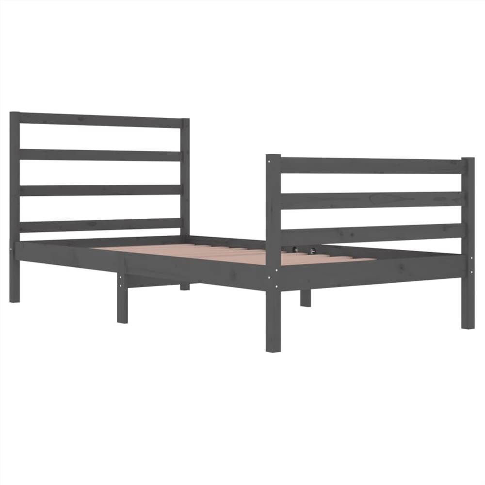 Bed Frame Grey Solid Wood Pine 100x200 Cm 9 Bed Frame Grey Solid Wood Pine 100x200 cm