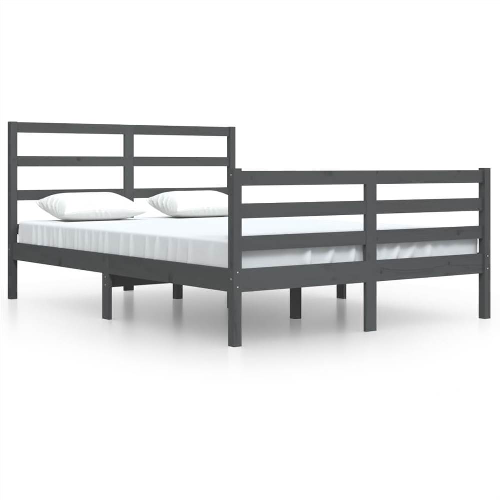 Bed Frame Grey Solid Wood Pine 140x200 Cm 7 Bed Frame Grey Solid Wood Pine 140x200 cm