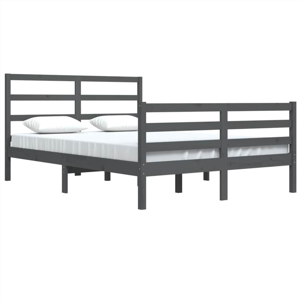 Bed Frame Grey Solid Wood Pine 140x200 Cm 8 Bed Frame Grey Solid Wood Pine 140x200 cm