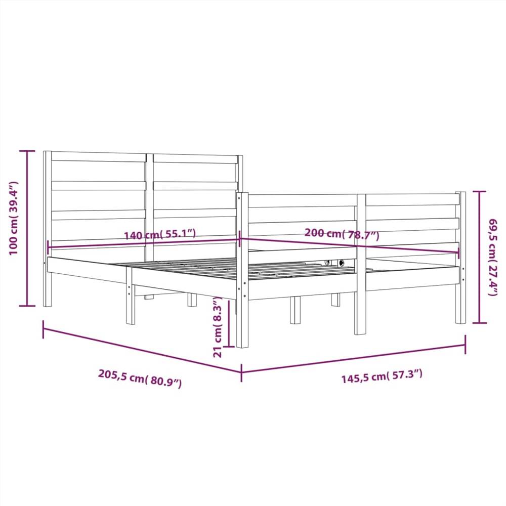 Bed Frame Grey Solid Wood Pine 140x200 cm