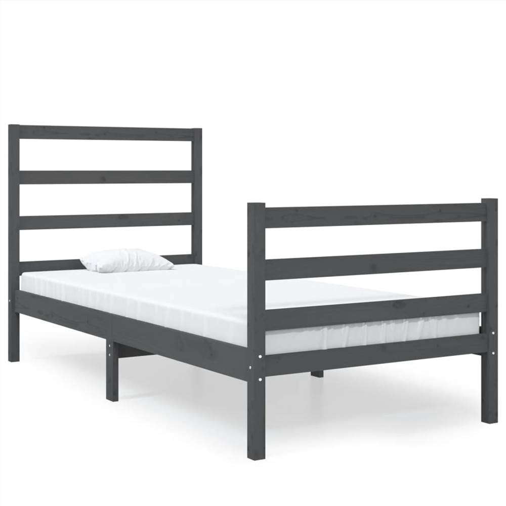 Bed Frame Grey Solid Wood Pine 90x190 Cm 3FT Single 7 Bed Frame Grey Solid Wood Pine 90x190 cm 3FT Single