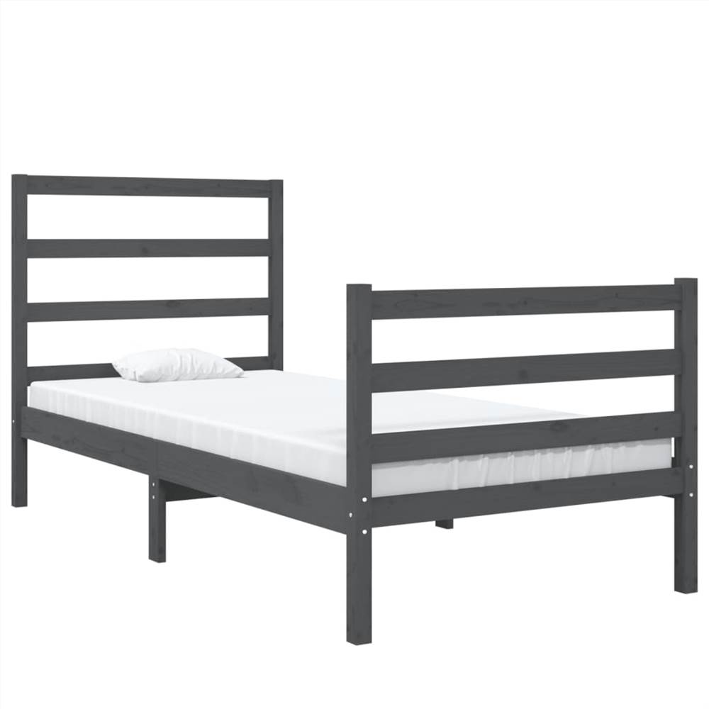 Bed Frame Grey Solid Wood Pine 90x190 Cm 3FT Single 8 Bed Frame Grey Solid Wood Pine 90x190 cm 3FT Single