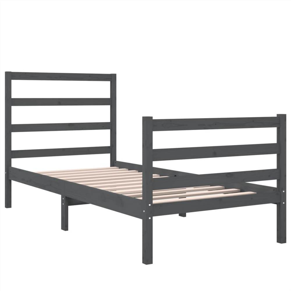 Bed Frame Grey Solid Wood Pine 90x190 Cm 3FT Single 9 Bed Frame Grey Solid Wood Pine 90x190 cm 3FT Single