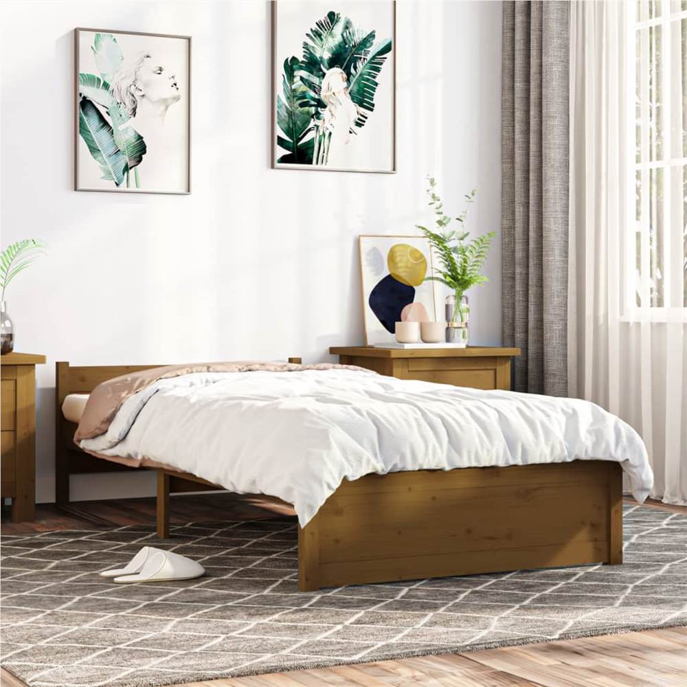 

Bed Frame Honey Brown Solid Wood 100x200 cm