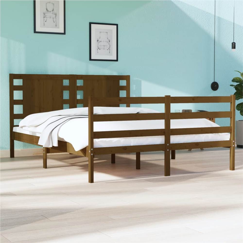 

Bed Frame Honey Brown Solid Wood 120x190 cm 4FT Small Double