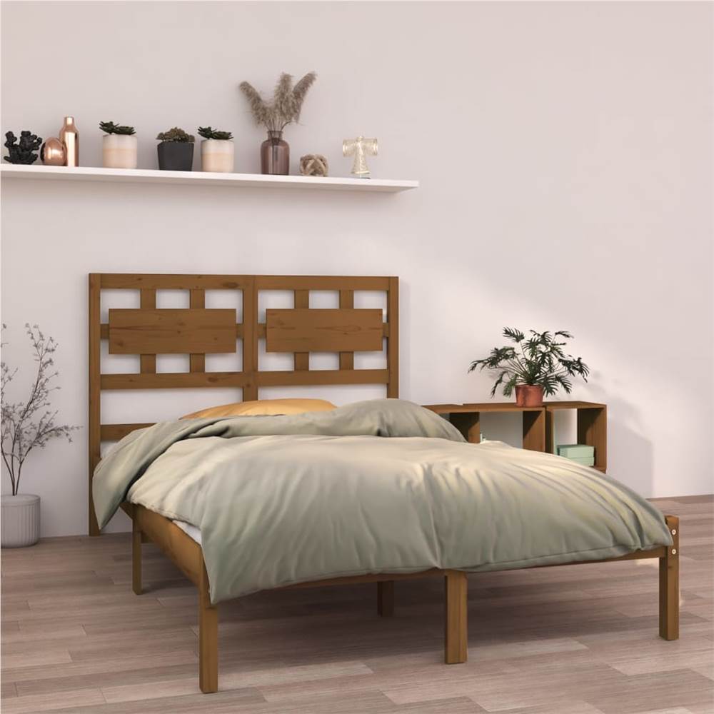

Bed Frame Honey Brown Solid Wood 120x190 cm 4FT Small Double