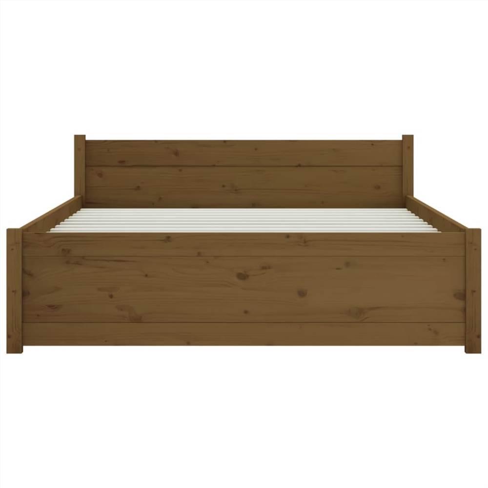 Bed Frame Honey Brown Solid Wood 135x190 Cm 4FT6 Double 10 Bed Frame Honey Brown Solid Wood 135x190 cm 4FT6 Double