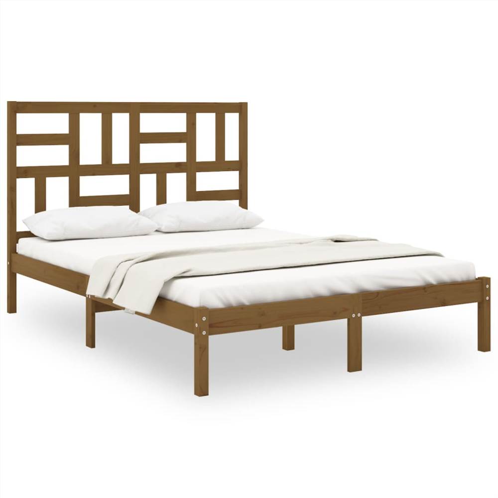Bed Frame Honey Brown Solid Wood 135x190 Cm 4FT6 Double 7 Bed Frame Honey Brown Solid Wood 135x190 cm 4FT6 Double