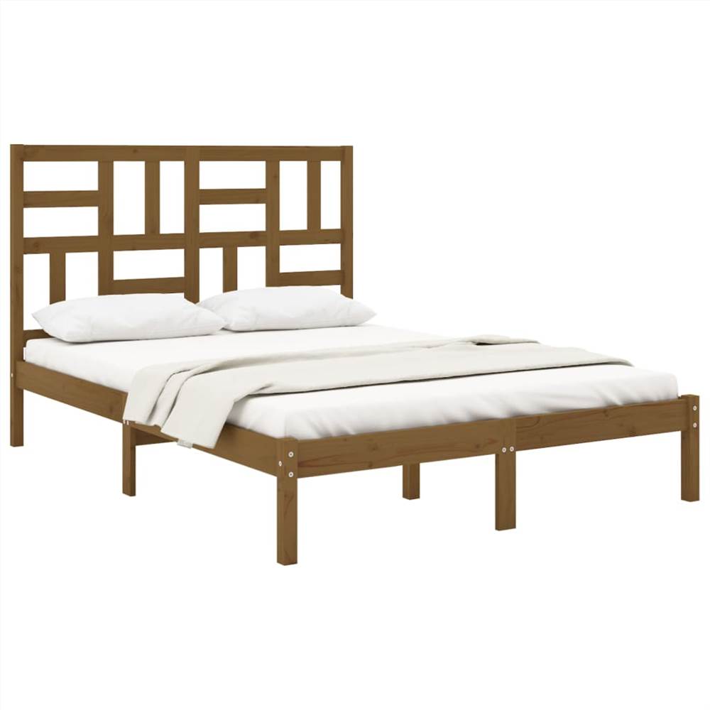 Bed Frame Honey Brown Solid Wood 135x190 Cm 4FT6 Double 8 Bed Frame Honey Brown Solid Wood 135x190 cm 4FT6 Double