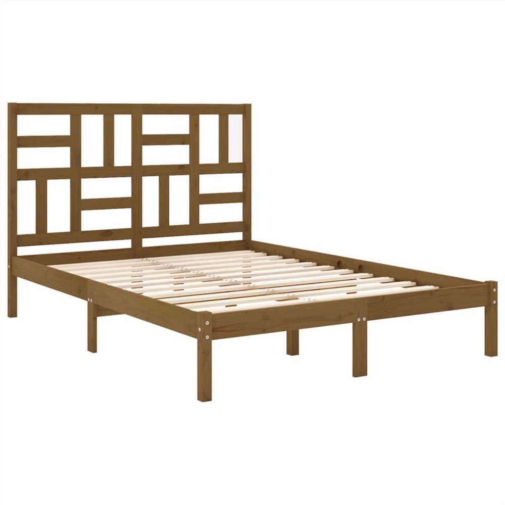Bed Frame Honey Brown Solid Wood 135x190 Cm 4FT6 Double 9 Bed Frame Honey Brown Solid Wood 135x190 cm 4FT6 Double