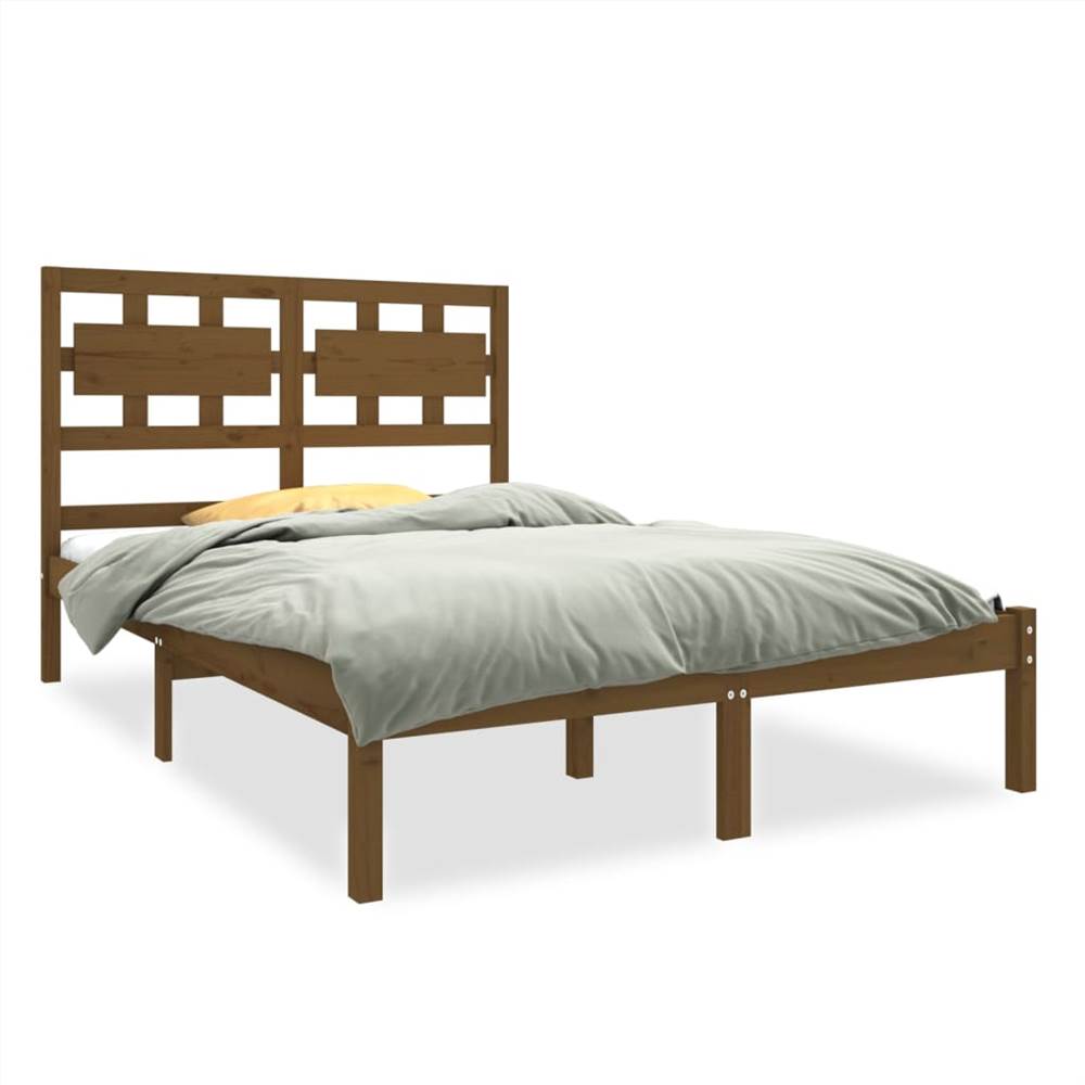 Bed Frame Honey Brown Solid Wood 135x190 Cm 4FT6 Double 7 Bed Frame Honey Brown Solid Wood 135x190 cm 4FT6 Double