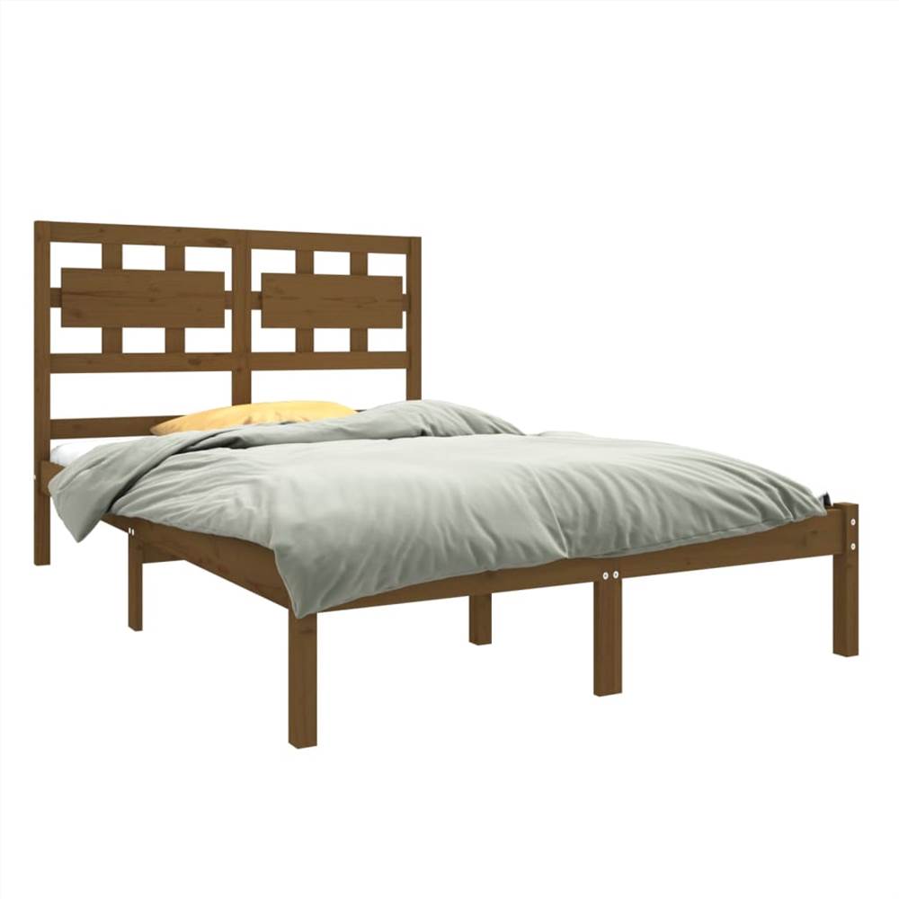 Bed Frame Honey Brown Solid Wood 135x190 Cm 4FT6 Double 8 Bed Frame Honey Brown Solid Wood 135x190 cm 4FT6 Double