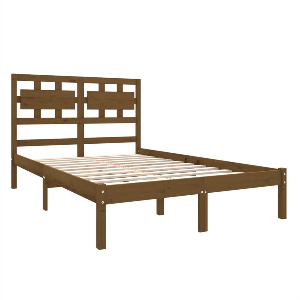 Bed Frame Honey Brown Solid Wood 135x190 Cm 4FT6 Double 9 Bed Frame Honey Brown Solid Wood 135x190 cm 4FT6 Double