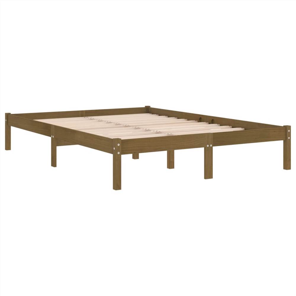 Bed Frame Honey Brown Solid Wood 135x190 Cm 4FT6 Double 10 Bed Frame Honey Brown Solid Wood 135x190 cm 4FT6 Double