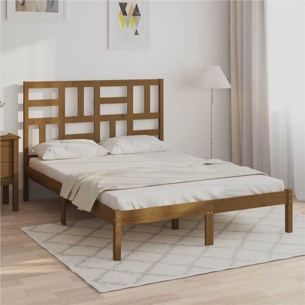 

Bed Frame Honey Brown Solid Wood 140x190 cm