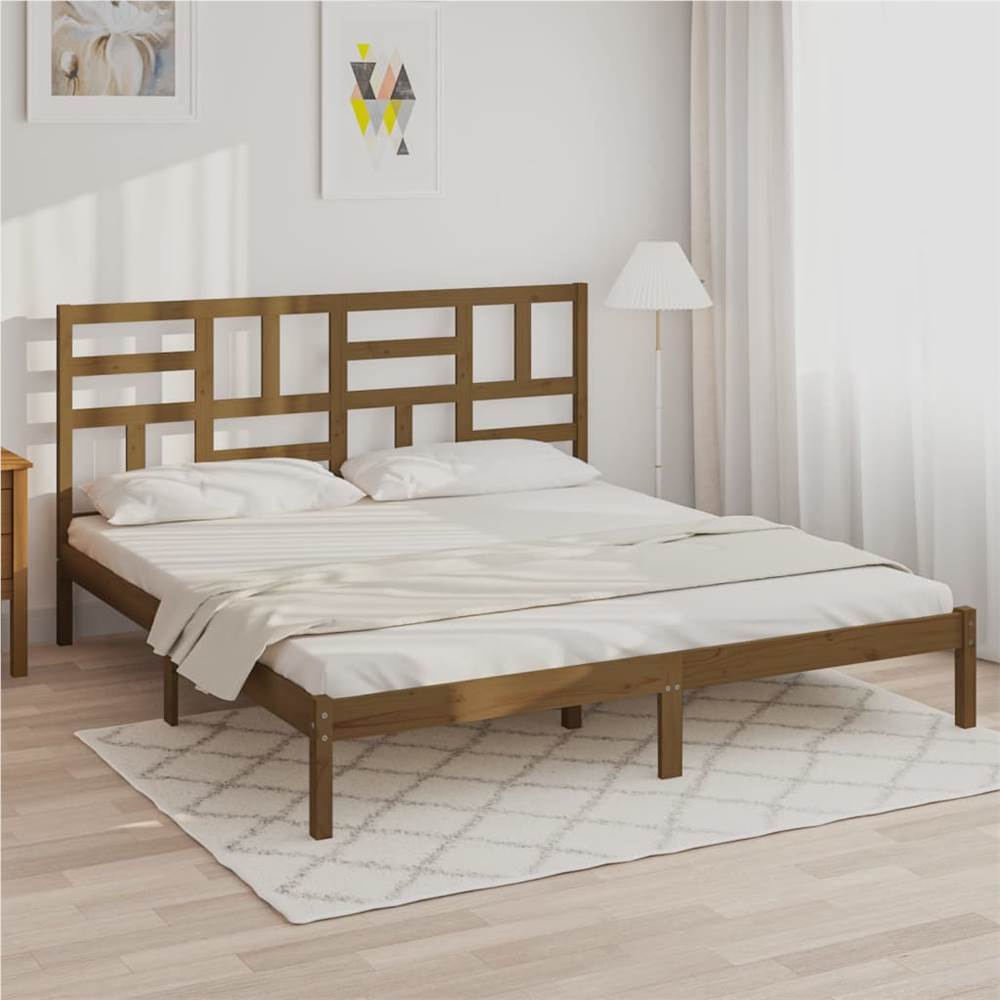 

Bed Frame Honey Brown Solid Wood 180x200 cm 6FT Super King