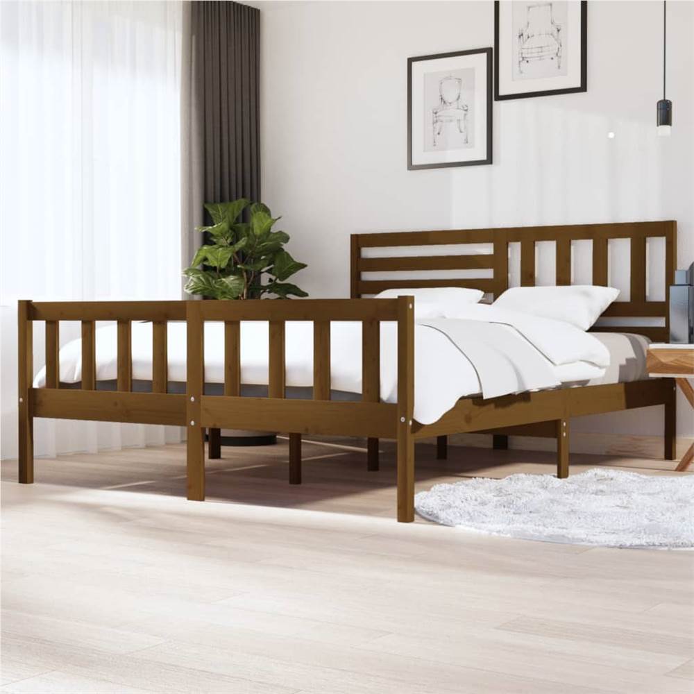 Bed Frame Honey Brown Solid Wood 180x200 cm Super King