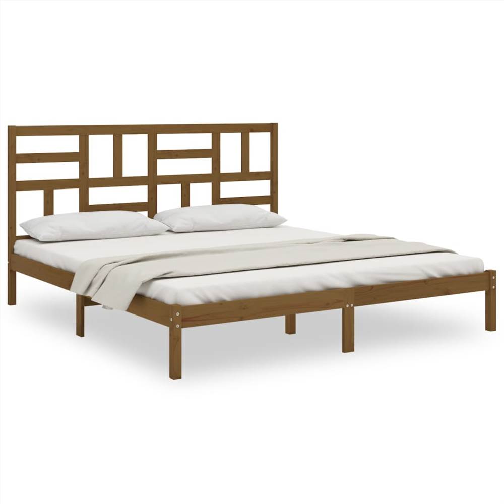 Bed Frame Honey Brown Solid Wood 200x200 cm