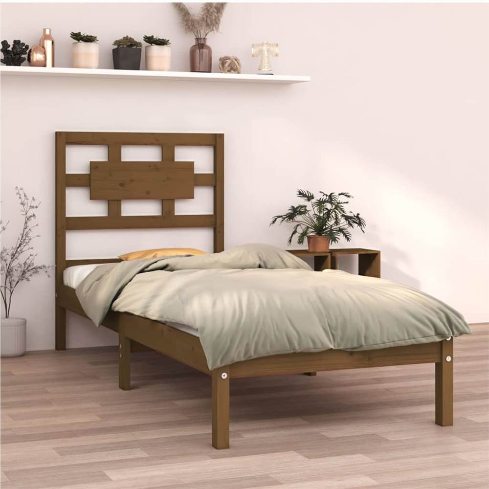 

Bed Frame Honey Brown Solid Wood 75x190 cm 2FT6 Small Single