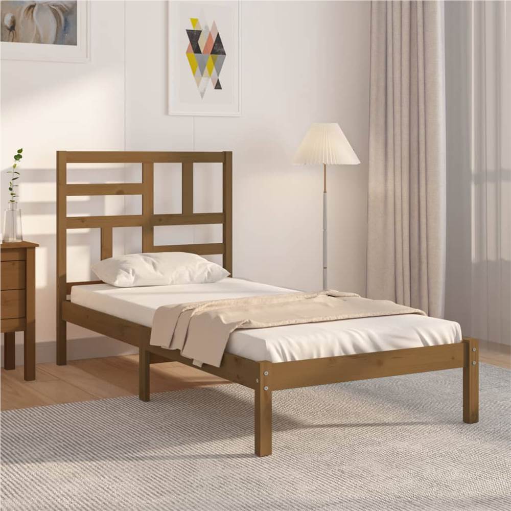 

Bed Frame Honey Brown Solid Wood 75x190 cm 2FT6 Small Single
