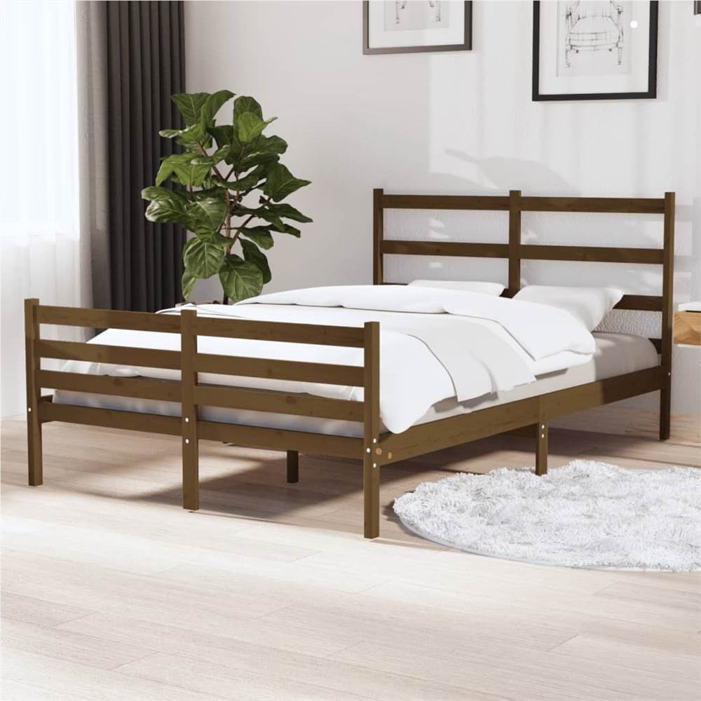 

Bed Frame Honey Brown Solid Wood Pine 120x190 cm 4FT Small Double