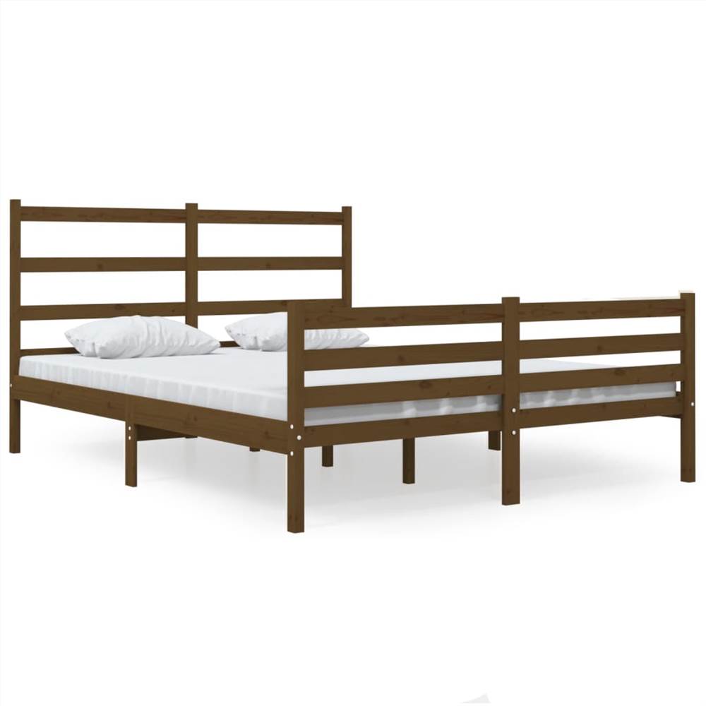 Bed Frame Honey Brown Solid Wood Pine 120x190 cm 4FT Small Double