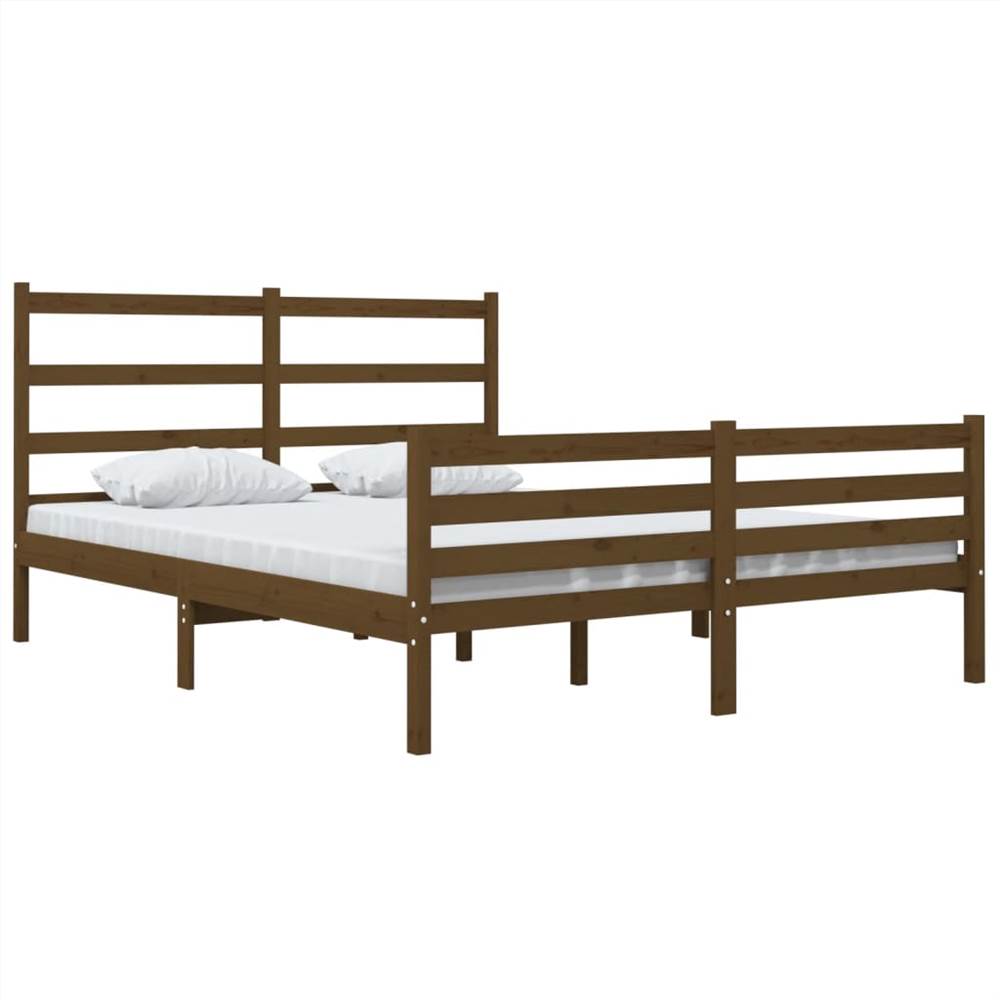 Bed Frame Honey Brown Solid Wood Pine 120x190 cm 4FT Small Double