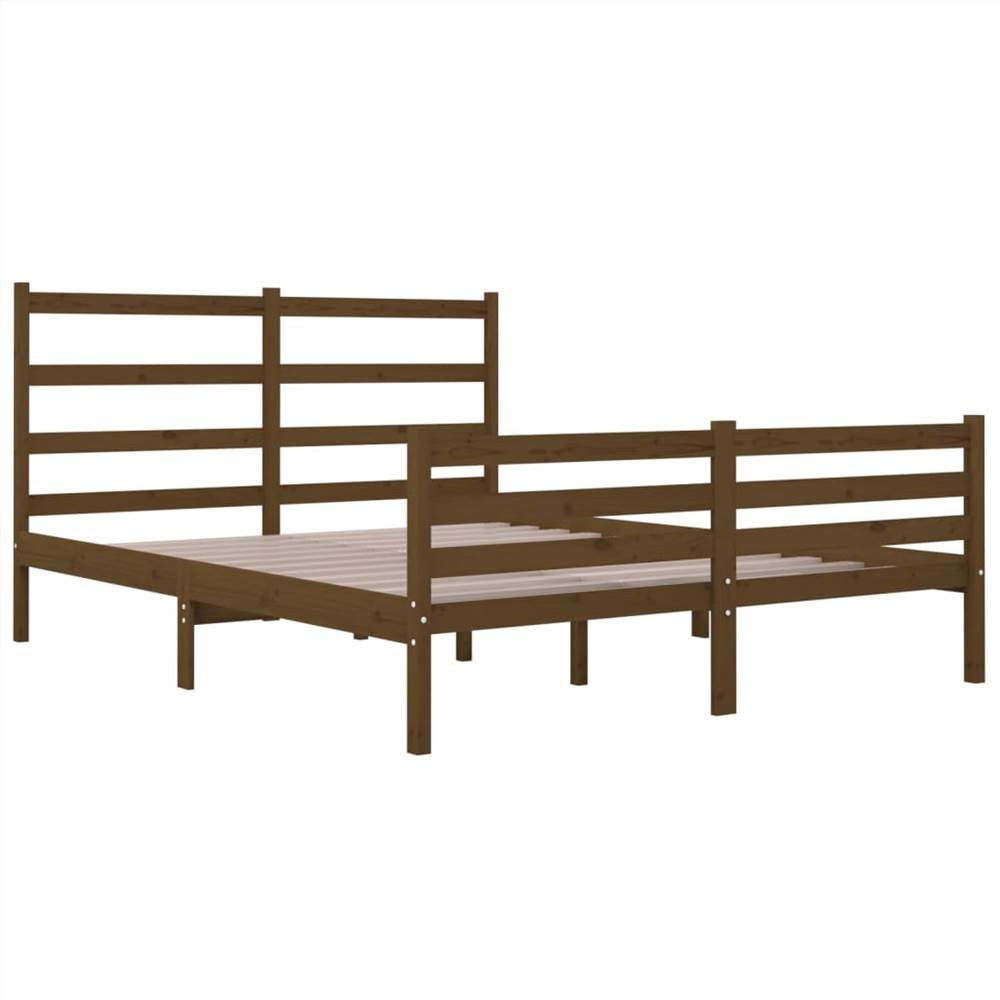 Bed Frame Honey Brown Solid Wood Pine 120x190 cm 4FT Small Double