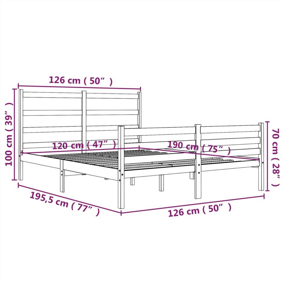 Bed Frame Honey Brown Solid Wood Pine 120x190 cm 4FT Small Double