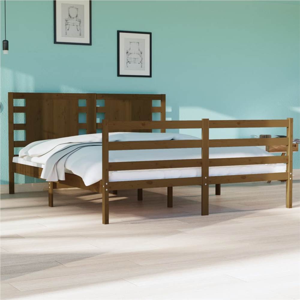 

Bed Frame Honey Brown Solid Wood Pine 135x190 cm 4FT6 Double