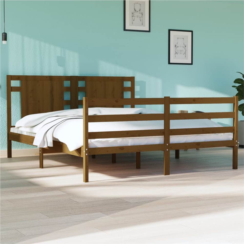 

Bed Frame Honey Brown Solid Wood Pine 150x200 cm 5FT King Size