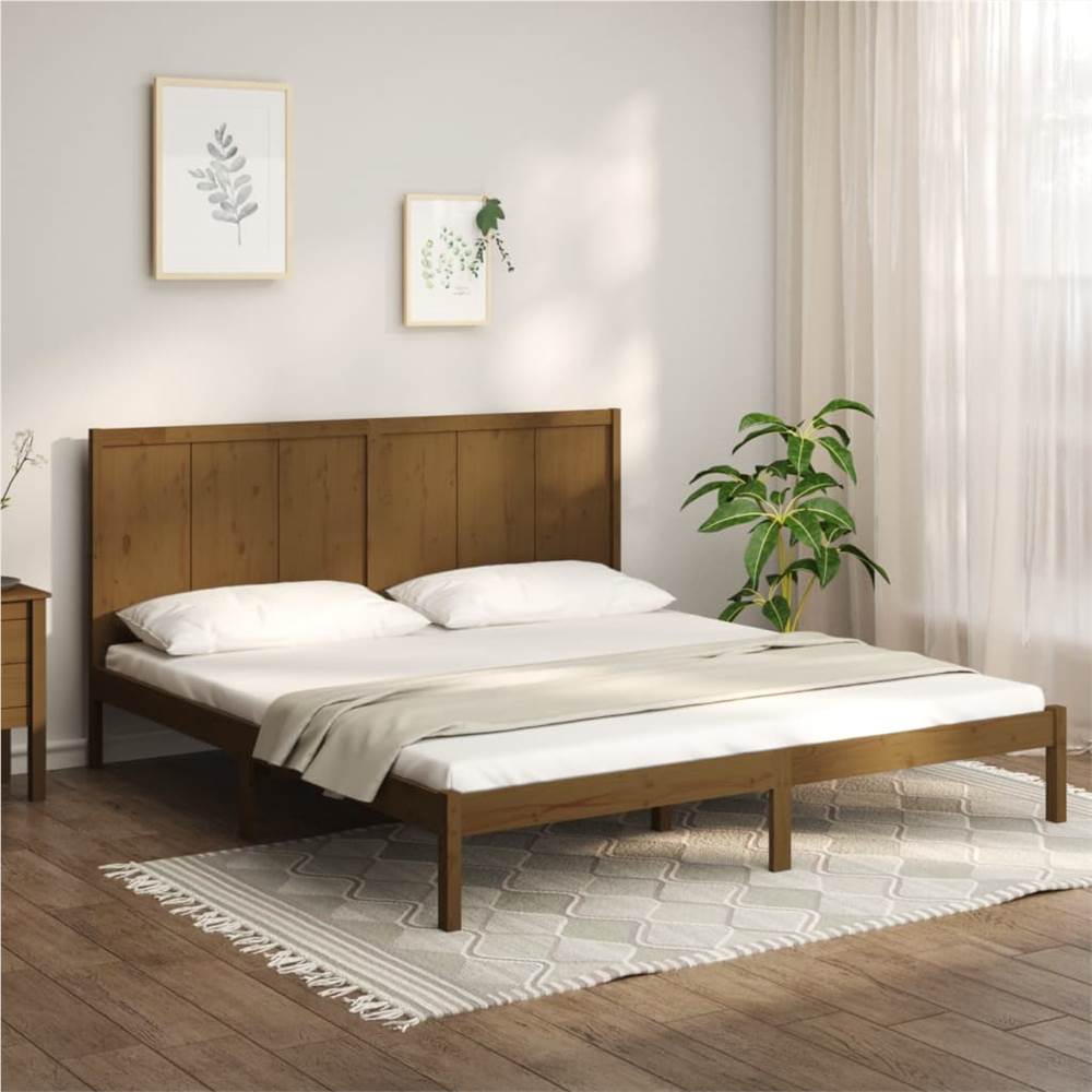 Bed Frame Honey Brown Solid Wood Pine 180x200 cm 6FT Super King