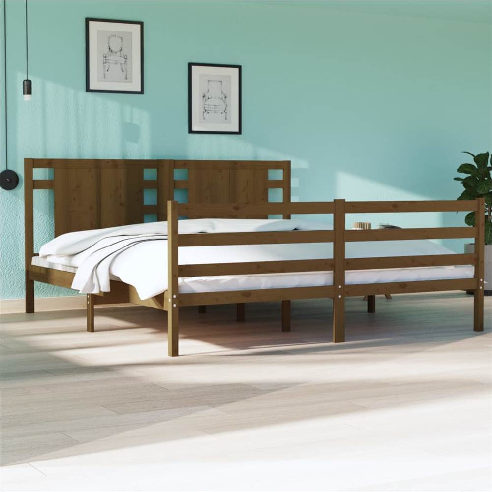 

Bed Frame Honey Brown Solid Wood Pine 180x200 cm 6FT Super King